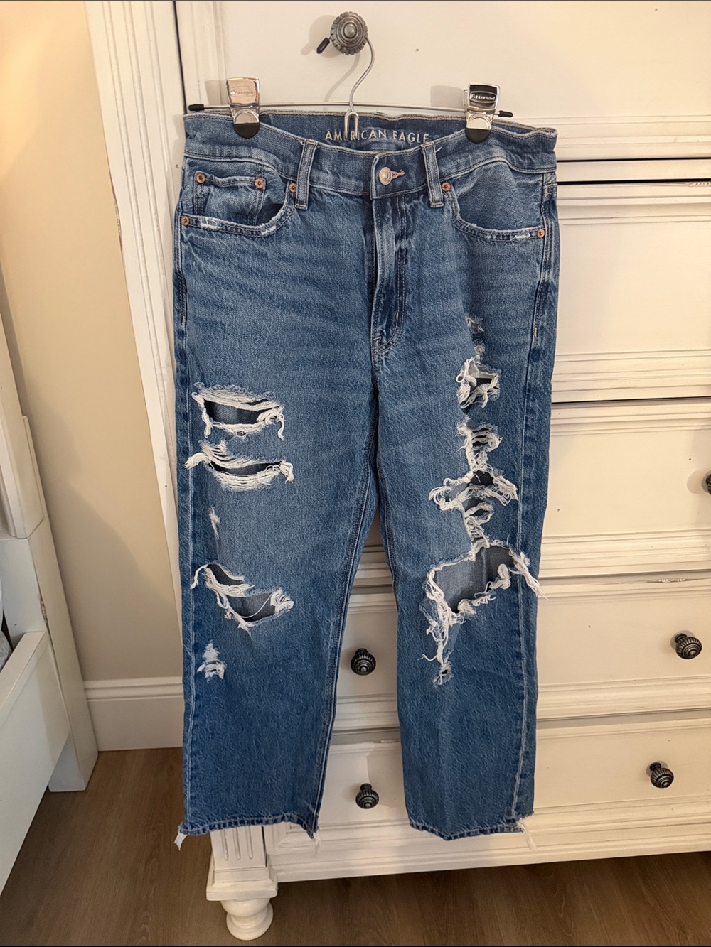 American Eagle Outfitters Ripped Blue Straight Jeans